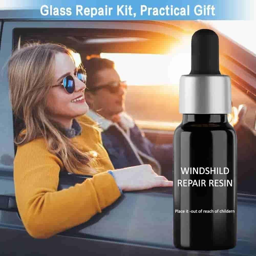 Applying Glass Repair Kit on window glass