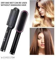 Hair Straightener Brush with 5 Temperature Settings – Quick & Safe Styling 19357
