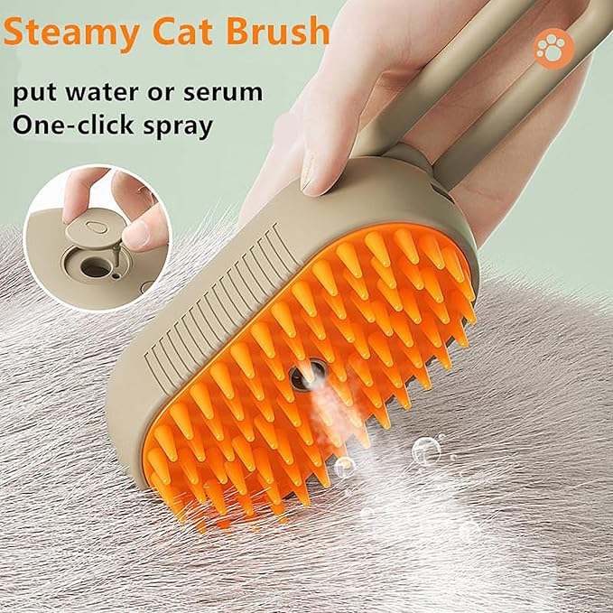 Steam Brush for Dog Cat 3-in-1 – Silicone Massage Grooming Comb with Water Spray 18279
