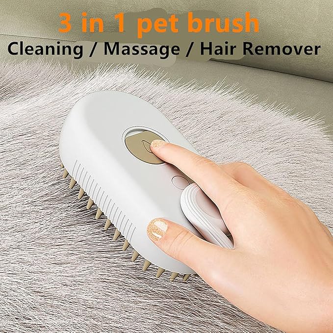Steam Brush for Dog Cat 3-in-1 – Silicone Massage Grooming Comb with Water Spray 18279