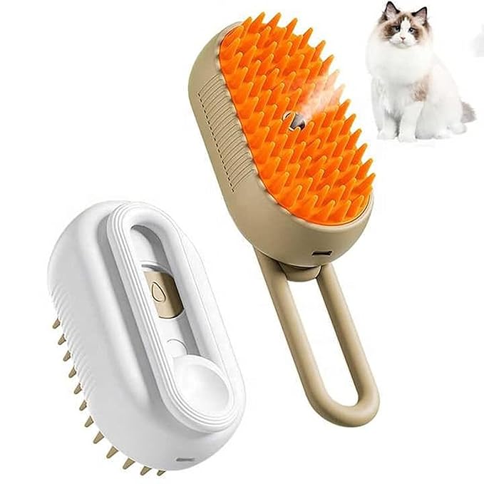 Steam Brush for Dog Cat 3-in-1 – Silicone Massage Grooming Comb with Water Spray 18279