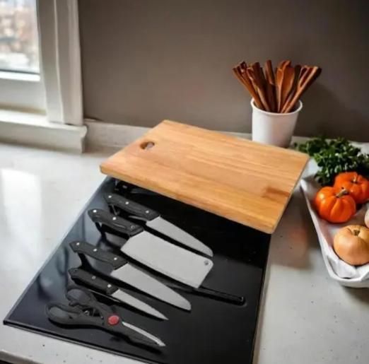Wooden Chopping Board With 5-Pcs Knife Set y0bpmp-za