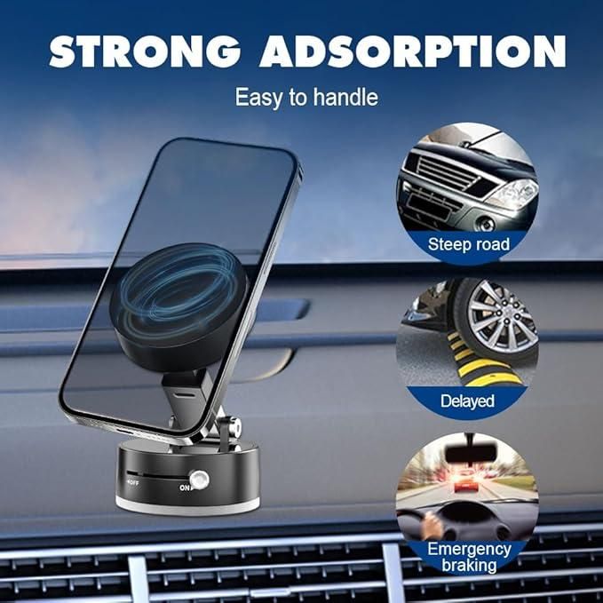 Magnetic Car Mobile Holder For Dashboard Vacuum Suction Phone Holder Mount Hand Free Magnetic Cell Phone Stand With Strong Grip Shockproof Suction Cup Mount For Car Gym Office Table - Black y0bpmp-za