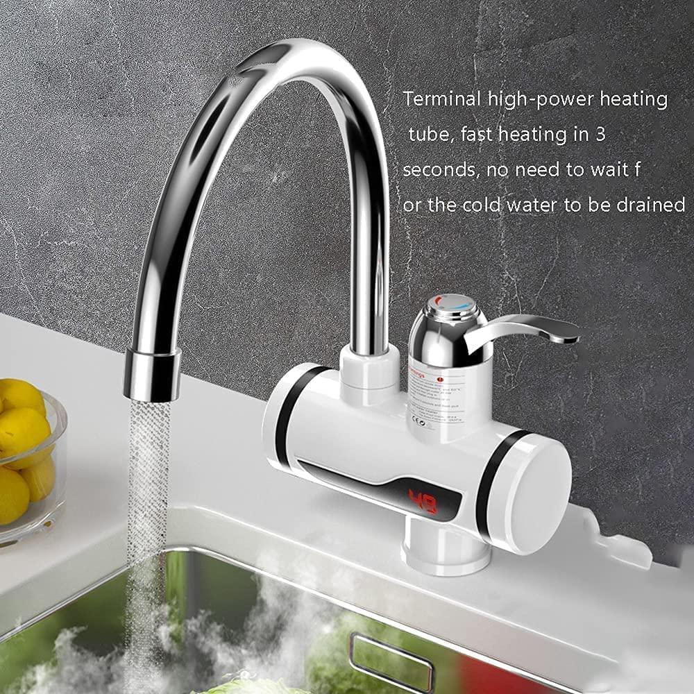 Electric Wall Mount Water Heater And Tankless Fast Water Heating Tap Instant Hot Kitchen Faucet - With Digital Display, Instant Electric Water Geyser For Bathroom Household (3000W) (Geyser) y0bpmp-za