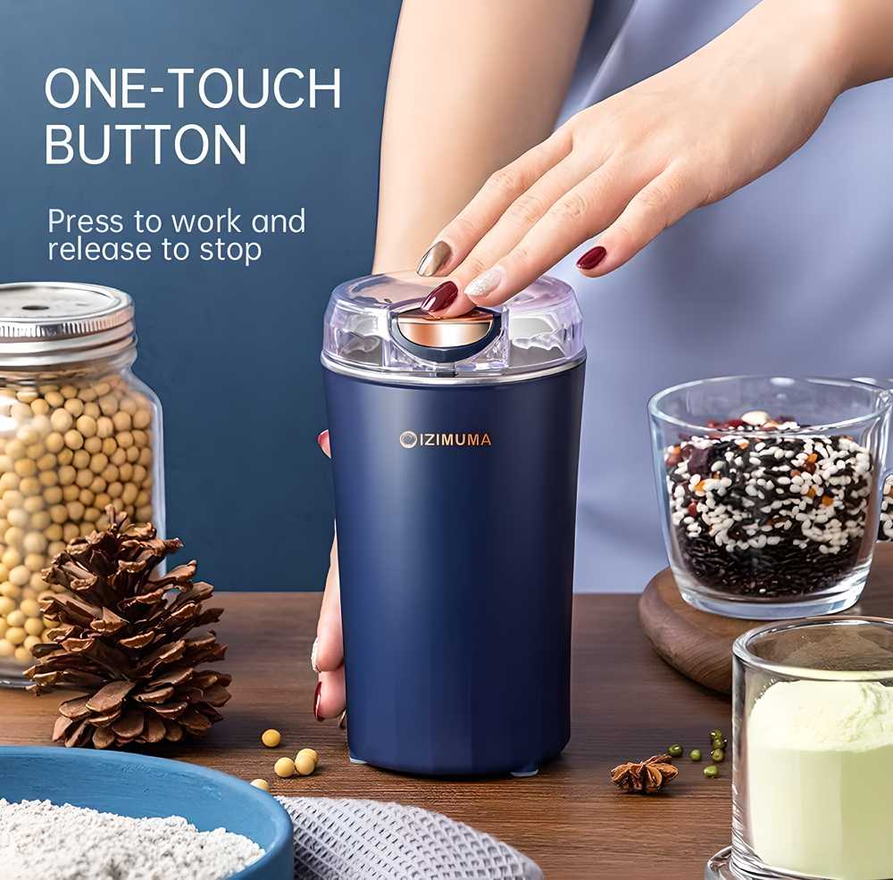 4-Blade Electric Coffee & Spice Grinder – Stainless Steel Portable Mixer for Masala, Herbs, Dry Spices & Nuts – Push Button Control, Compact & Durable for Home Kitchen y0bpmp-za