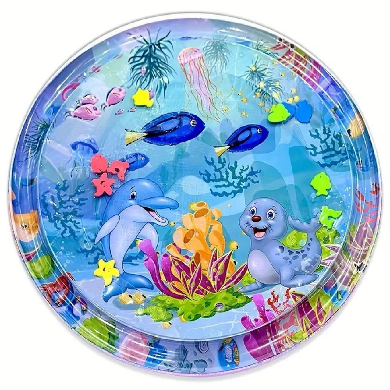 Baby Kids Circle Water Play Mat Toys Inflatable Tummy Time Leakproof Water Play Mat, Fun Activity Play Center Indoor and Outdoor Water Play Mat for Baby, y0bpmp-za