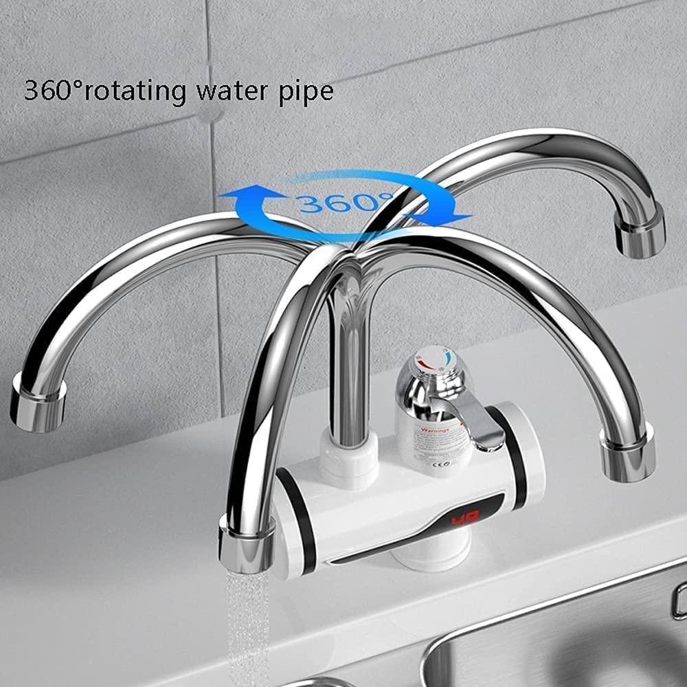Electric Wall Mount Water Heater And Tankless Fast Water Heating Tap Instant Hot Kitchen Faucet - With Digital Display, Instant Electric Water Geyser For Bathroom Household (3000W) (Geyser) y0bpmp-za