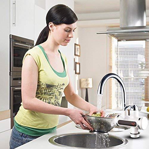 Electric Wall Mount Water Heater And Tankless Fast Water Heating Tap Instant Hot Kitchen Faucet - With Digital Display, Instant Electric Water Geyser For Bathroom Household (3000W) (Geyser) y0bpmp-za