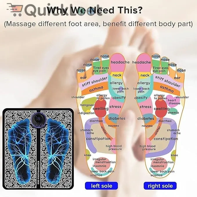 Foot Massager Pain Relief – Wireless Electric EMS Massage Machine Mat 19229