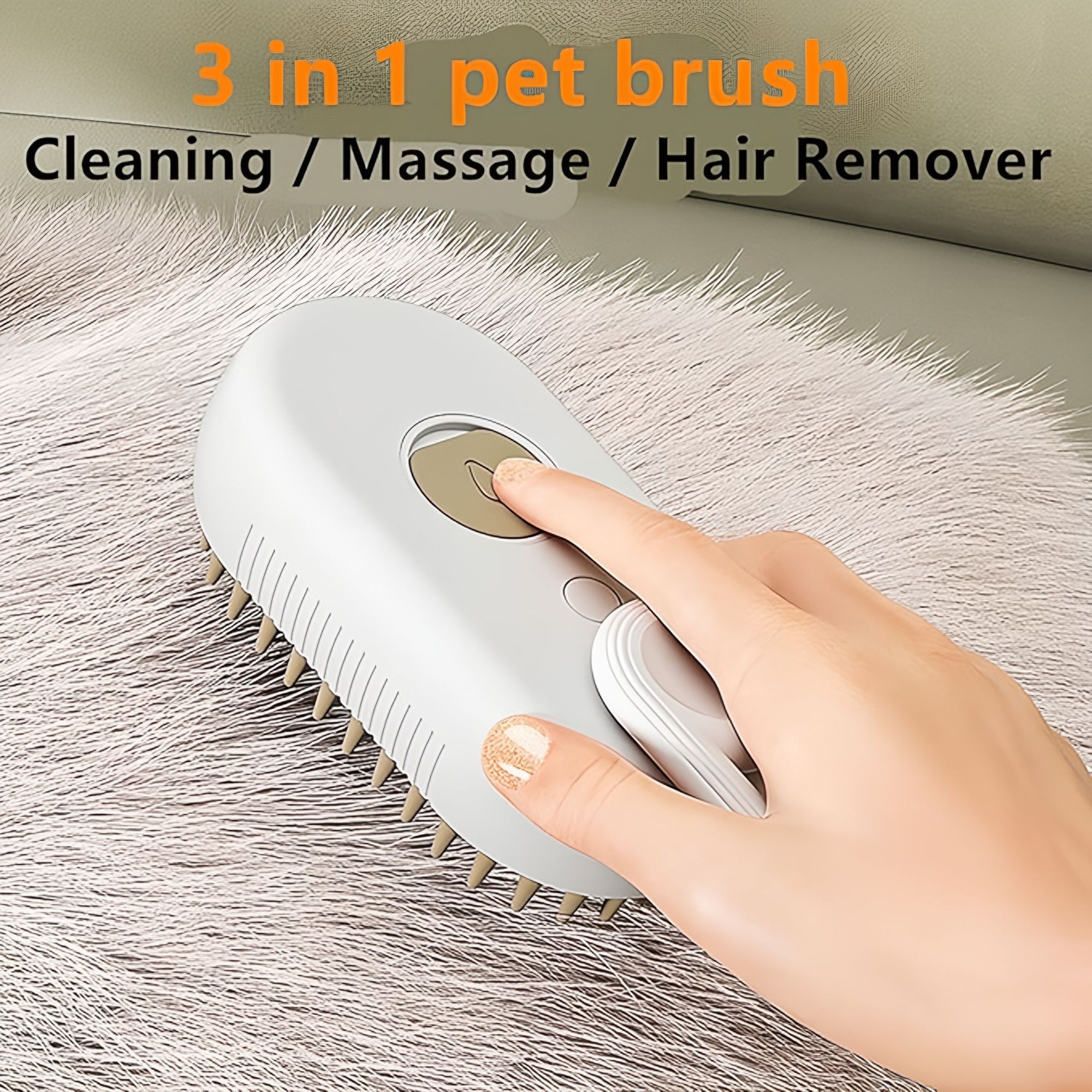 Steam Brush for Dog Cat 3-in-1 – Silicone Massage Grooming Comb with Water Spray