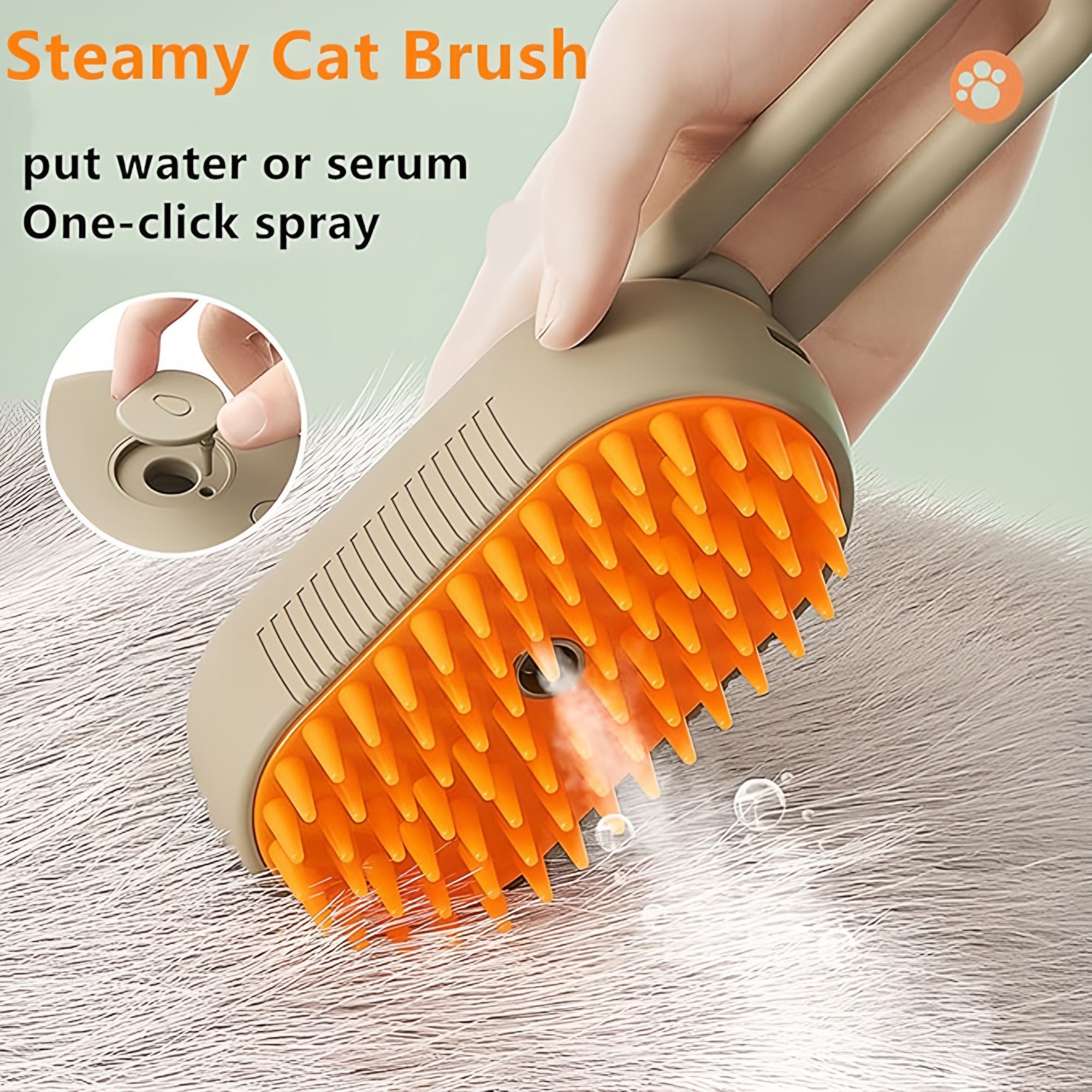 Steam Brush for Dog Cat 3-in-1 – Silicone Massage Grooming Comb with Water Spray