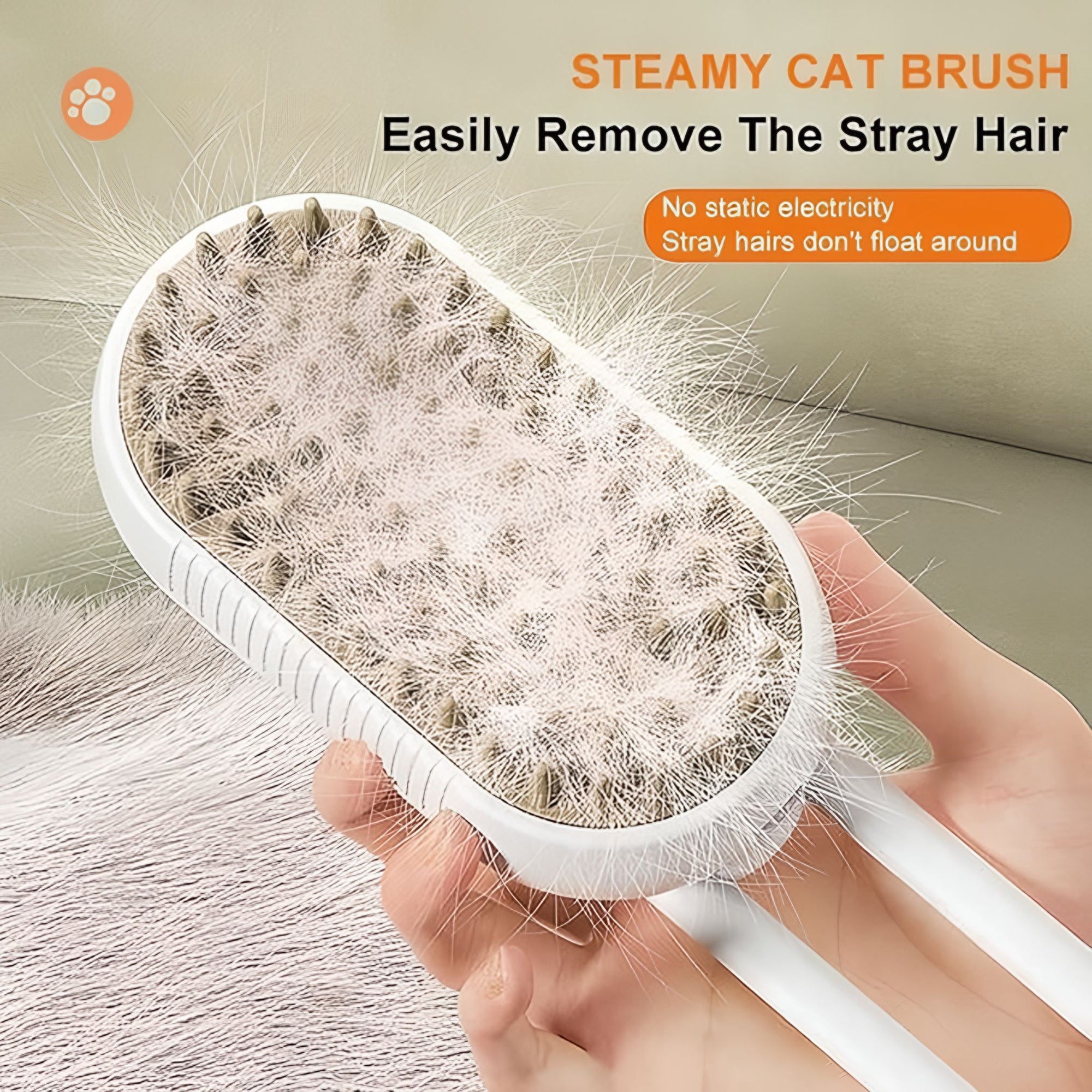 Steam Brush for Dog Cat 3-in-1 – Silicone Massage Grooming Comb with Water Spray